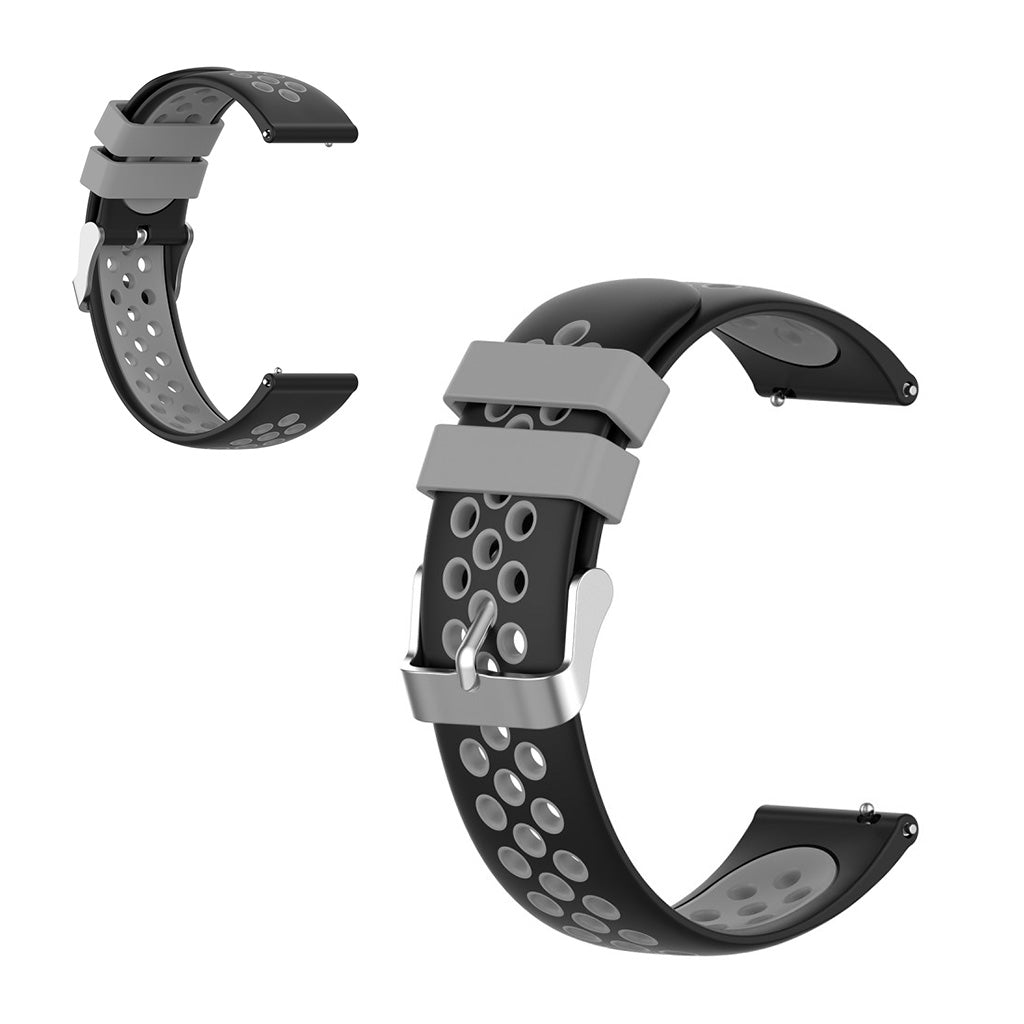 22mm Universal dual color + loop silicone watch strap - Black / Grey