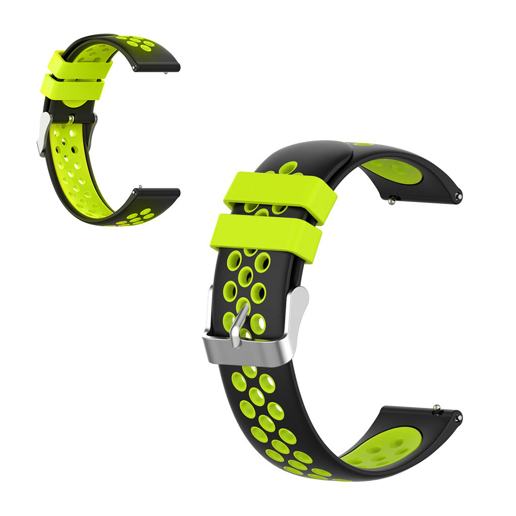 22mm Universal dual color + loop silicone watch strap - Black / Green