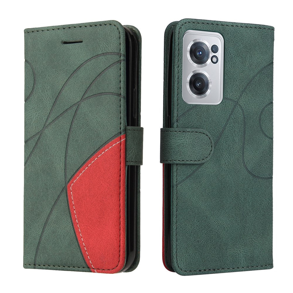 Textured leather case with strap for OnePlus Nord CE 5G Green