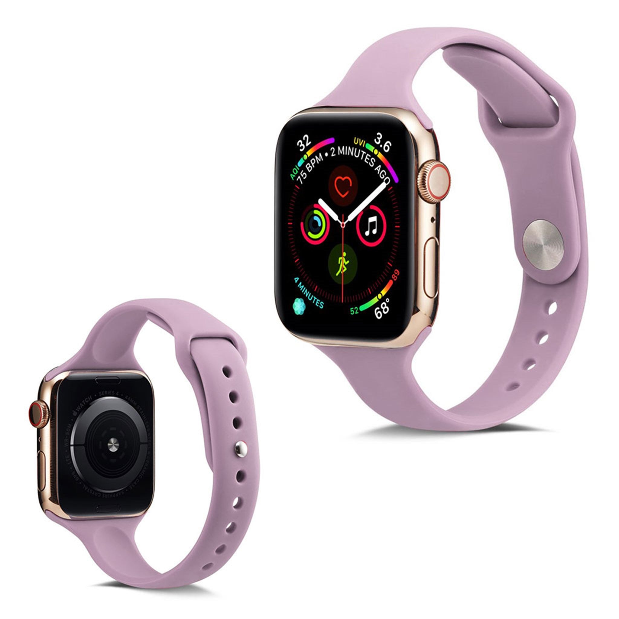 Rose gold apple 2025 watch with purple band