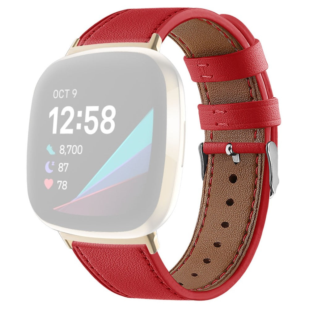 Genuine leather watch strap Fitbit Sense 2 Versa 4 Red