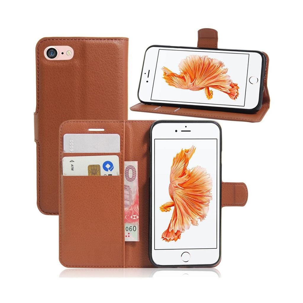 Laudrup iPhone 7 8 Litchi Grain Leather Wallet Stand