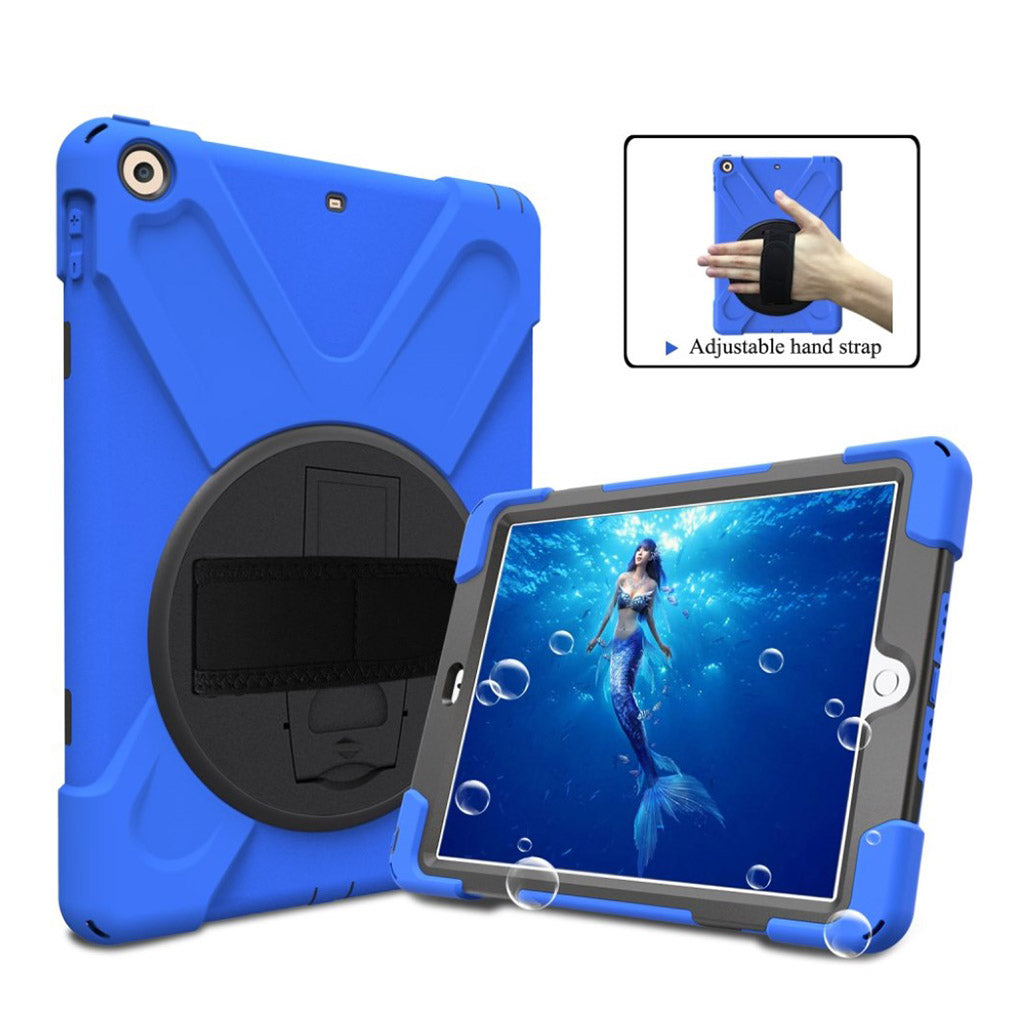 iPad X Shape kickstand combo hand holder strap Dark Blue