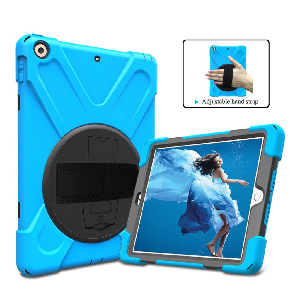 iPad X Shape kickstand combo hand holder strap Blue