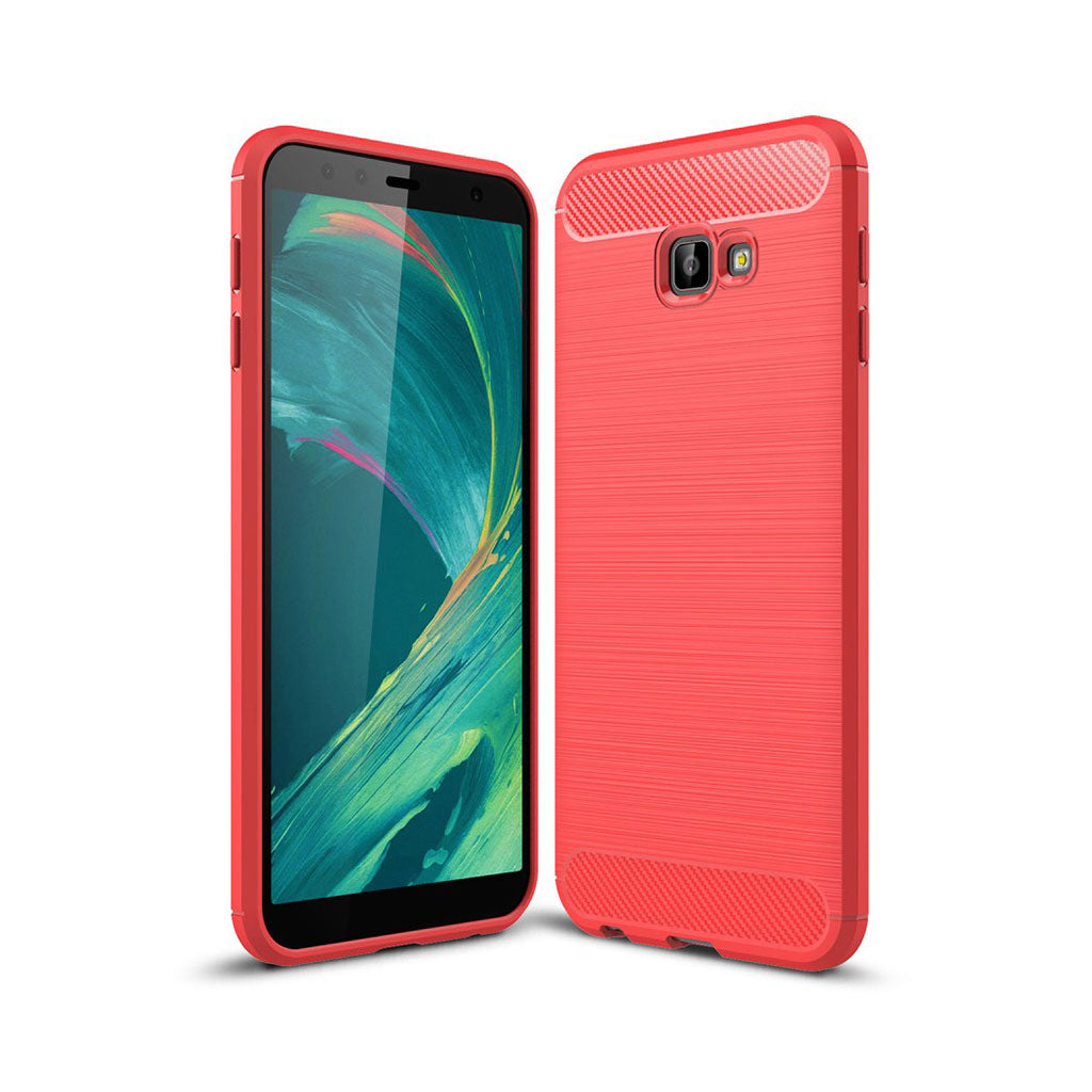 Samsung Galaxy J4 Plus (2018) carbon fiber texture soft case - Red