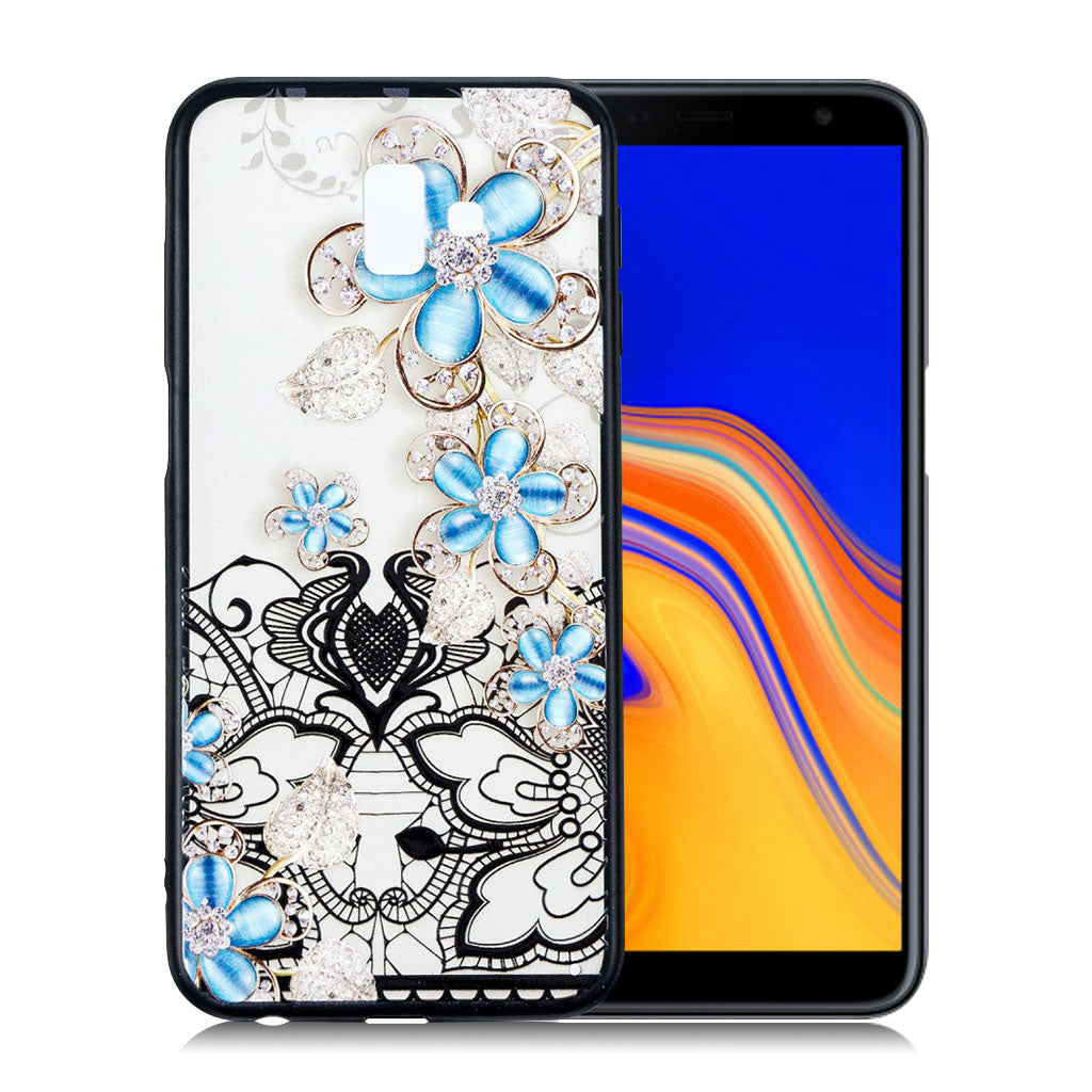 Samsung Galaxy J6 Plus (2018) lace flower combo case - Blue Flower