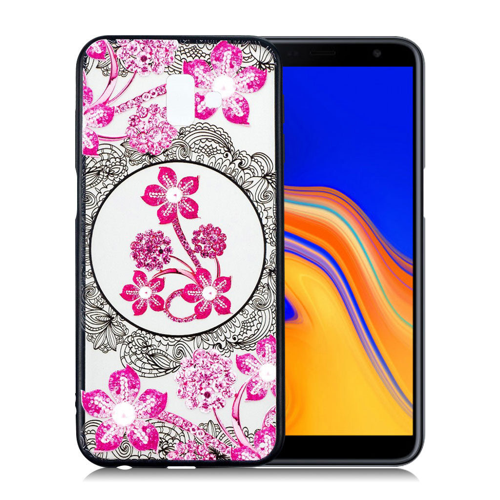 Samsung Galaxy J6 Plus (2018) lace flower combo case - Pink Flower