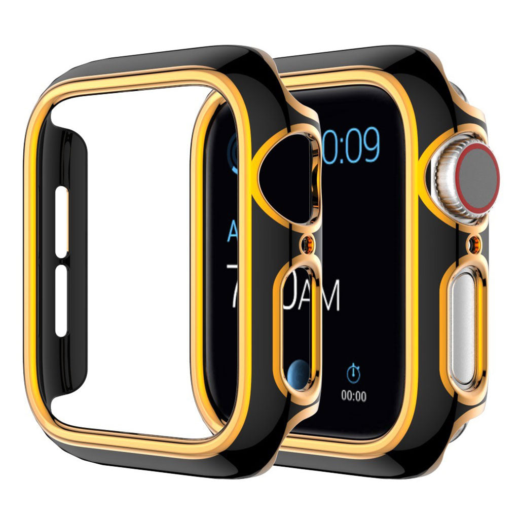 Shiny color adornment cover for Apple Watch Series 3/2/1 42mm - Black / Rose Gold