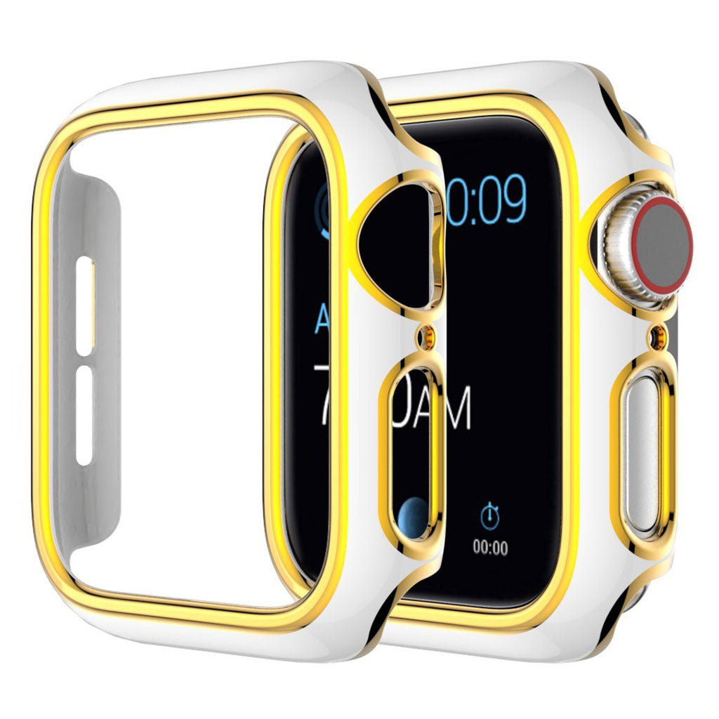 Shiny color adornment cover for Apple Watch Series 3/2/1 38mm - White / Gold