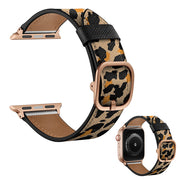 Apple Watch Series 6 / 5 44mm genuine leather watch band - Yellow Leopard Print