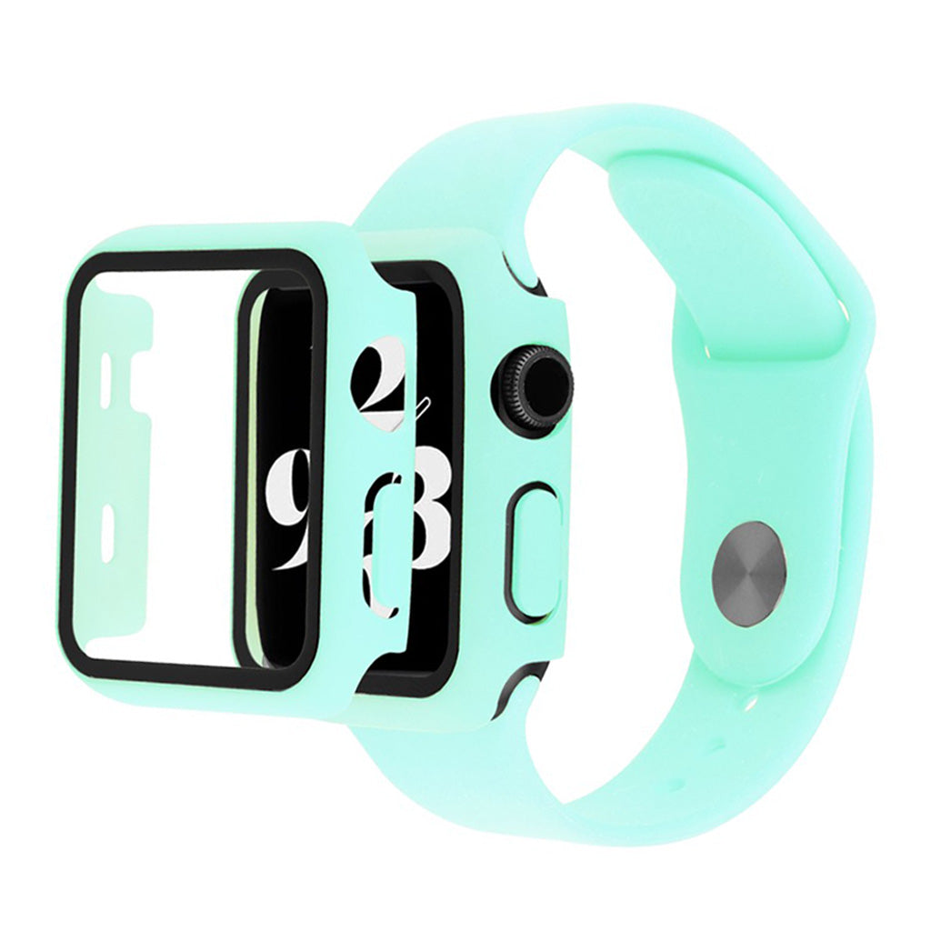 Apple Watch Series 6 / 5 40mm cover with tempered glass + watch band - Cyan