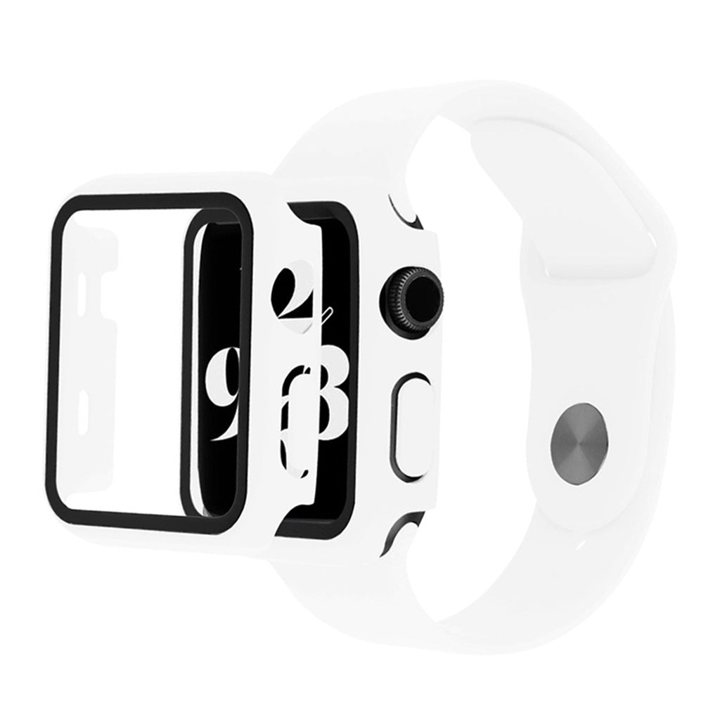 Apple Watch Series 6 / 5 40mm cover with tempered glass + watch band - White