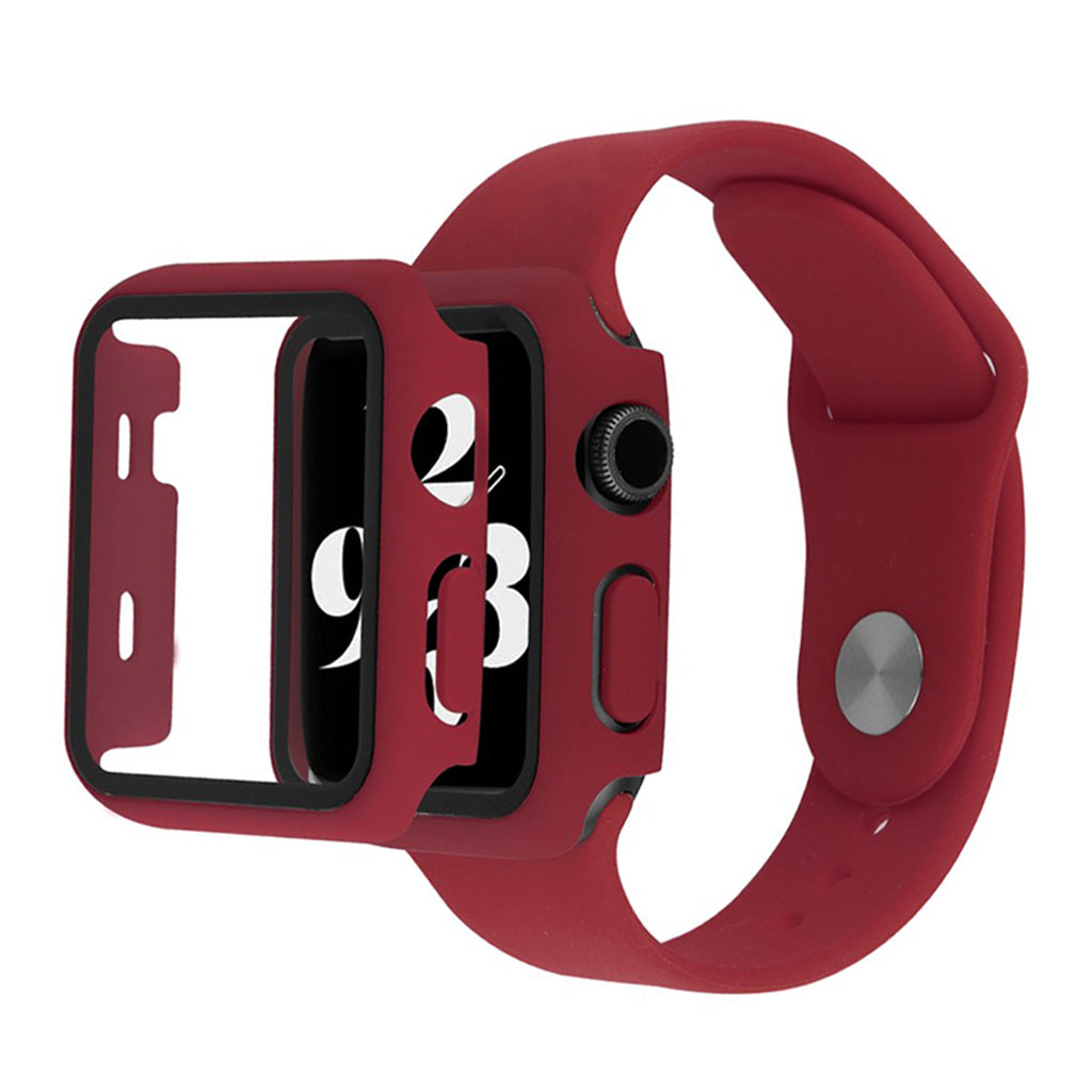 Apple Watch Series 6 / 5 40mm cover with tempered glass + watch band - Wine Red
