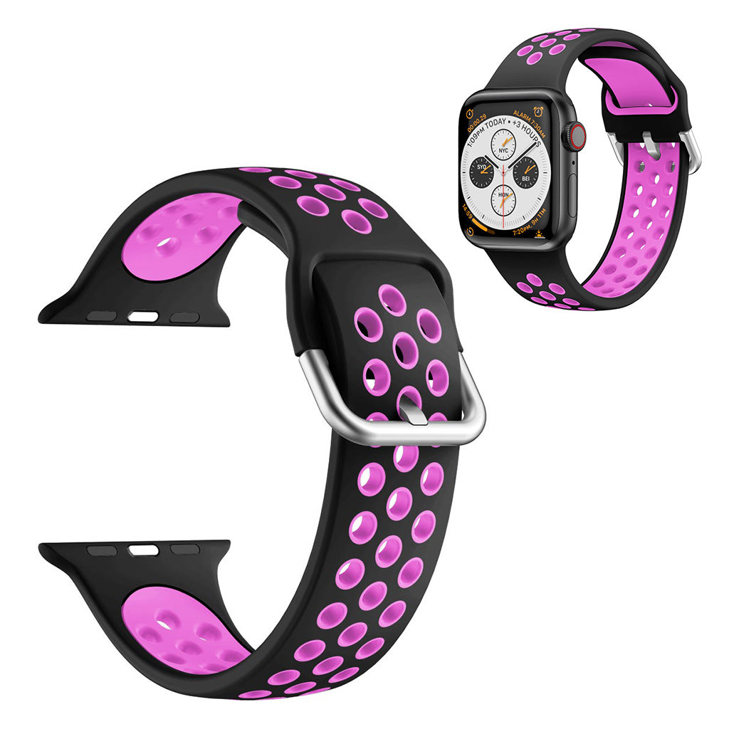 Dual color silicone watch band for Apple Watch Series 6 / 5 40mm - Black / Purple