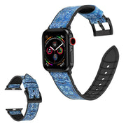 Apple Watch Series 6 / 5 40mm silicone + leather coated watch band - Pattern Dark Blue