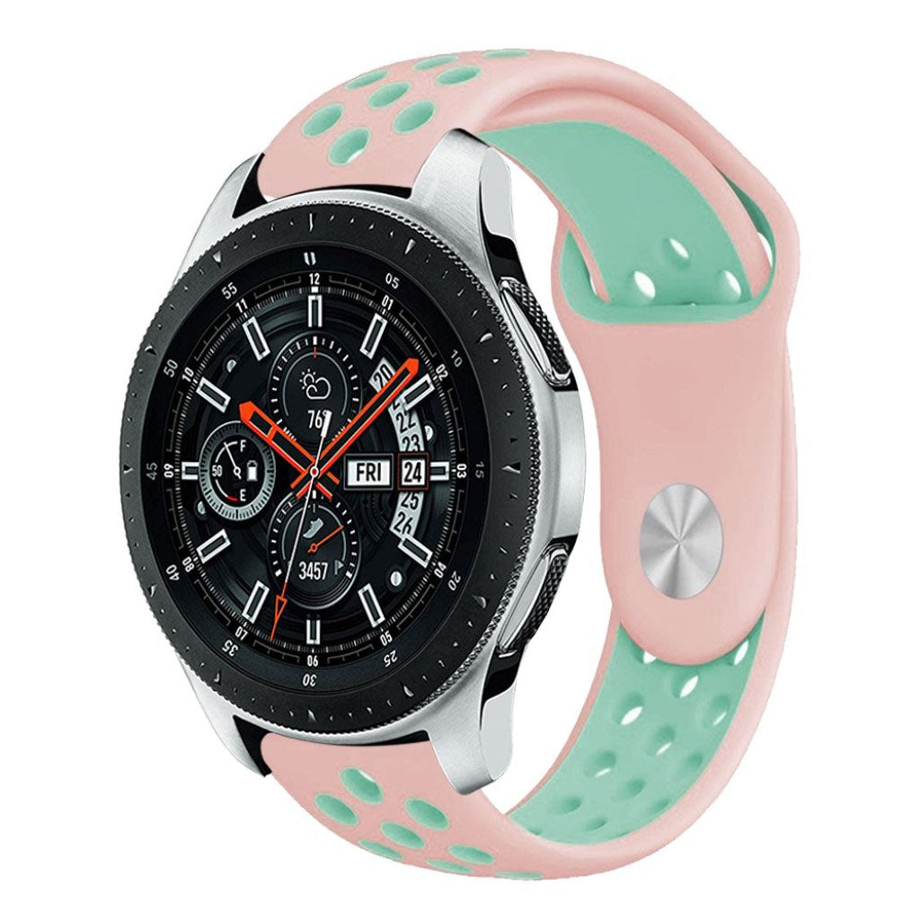 Samsung Galaxy Watch (46mm) soft silicone case watch band - Pink / Cyan