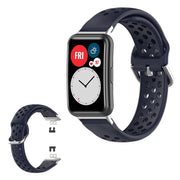 Huawei Watch Fit hole etched silicone watch band - Dark Blue