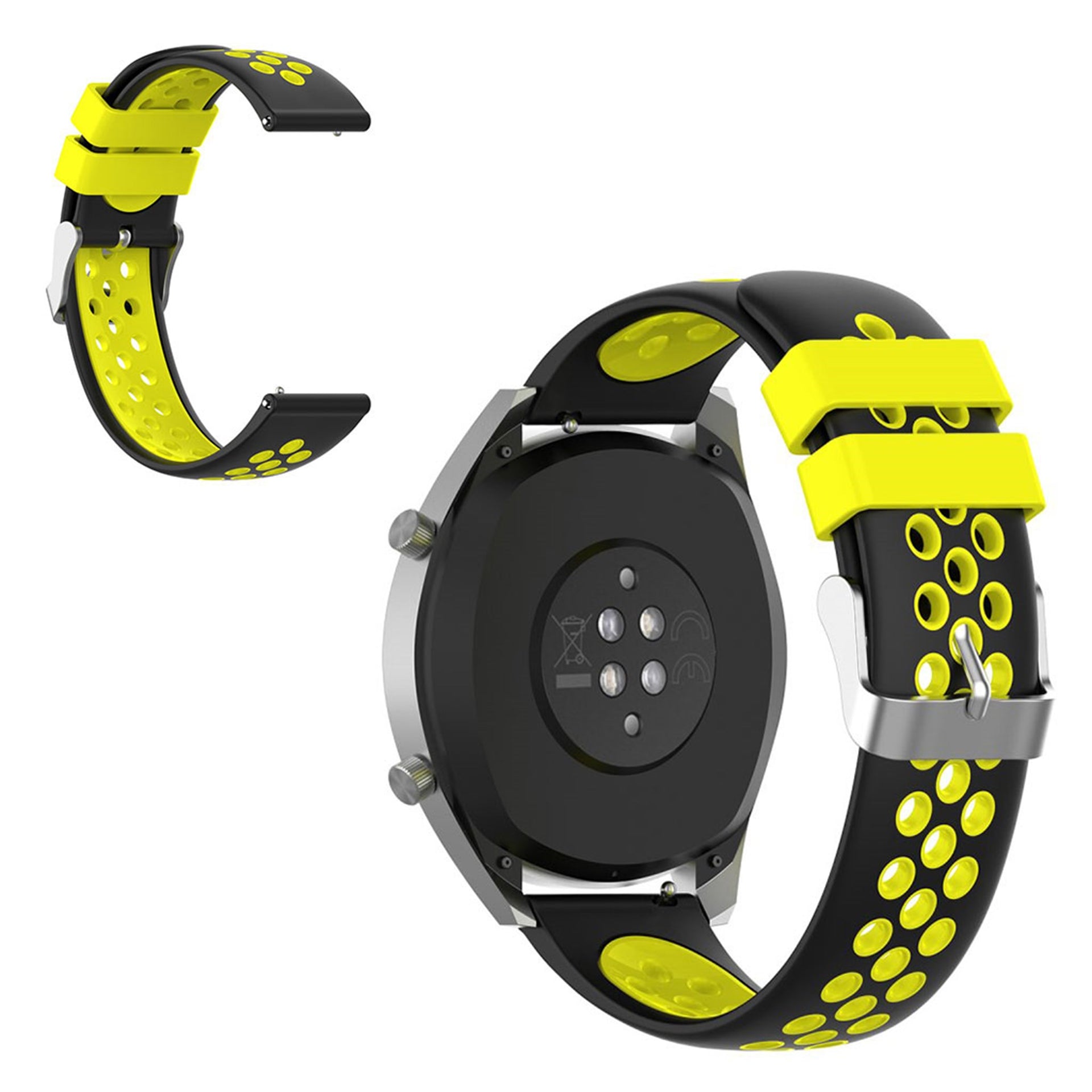 22mm Universal dual silicone watch band Yellow