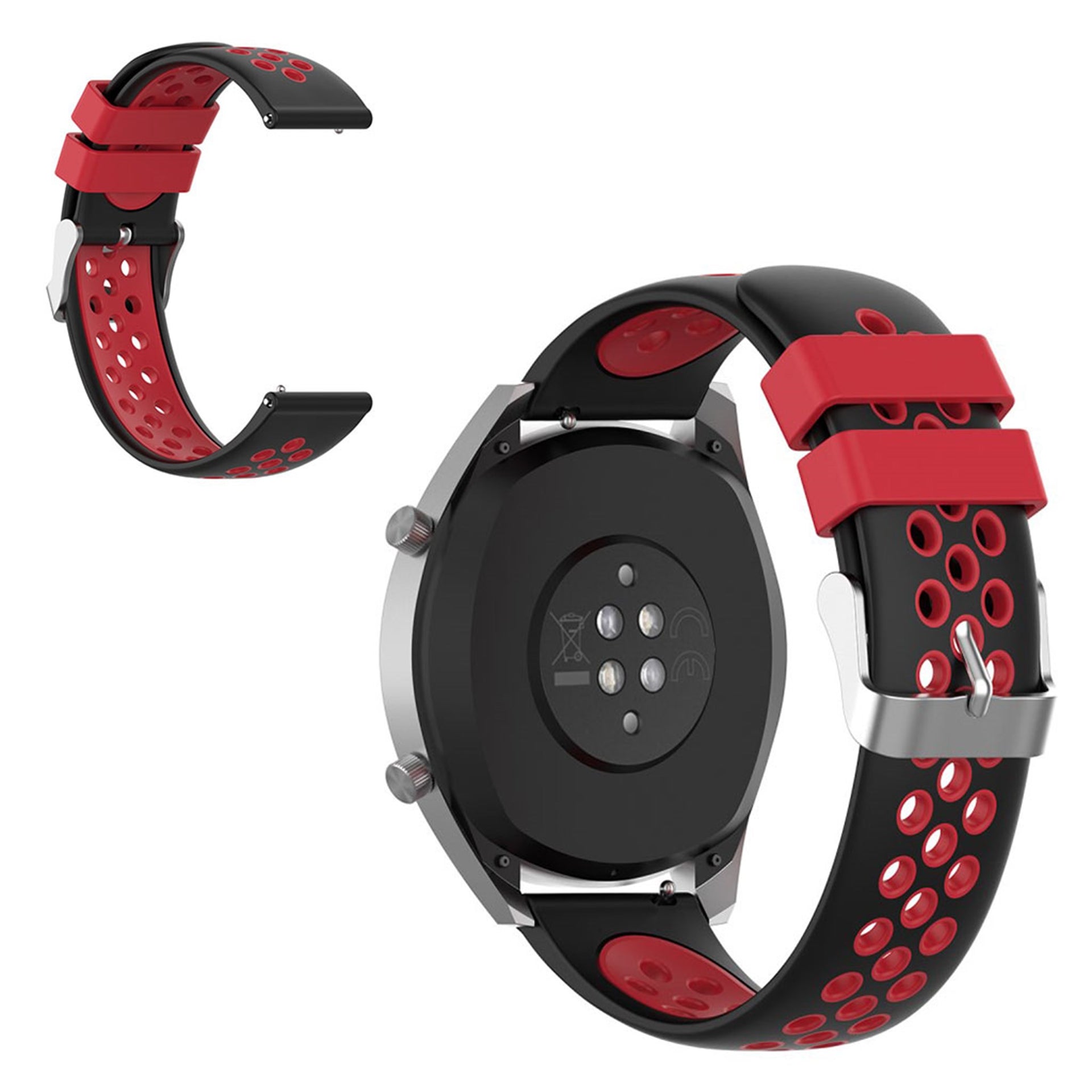 22mm Universal dual silicone watch band Red