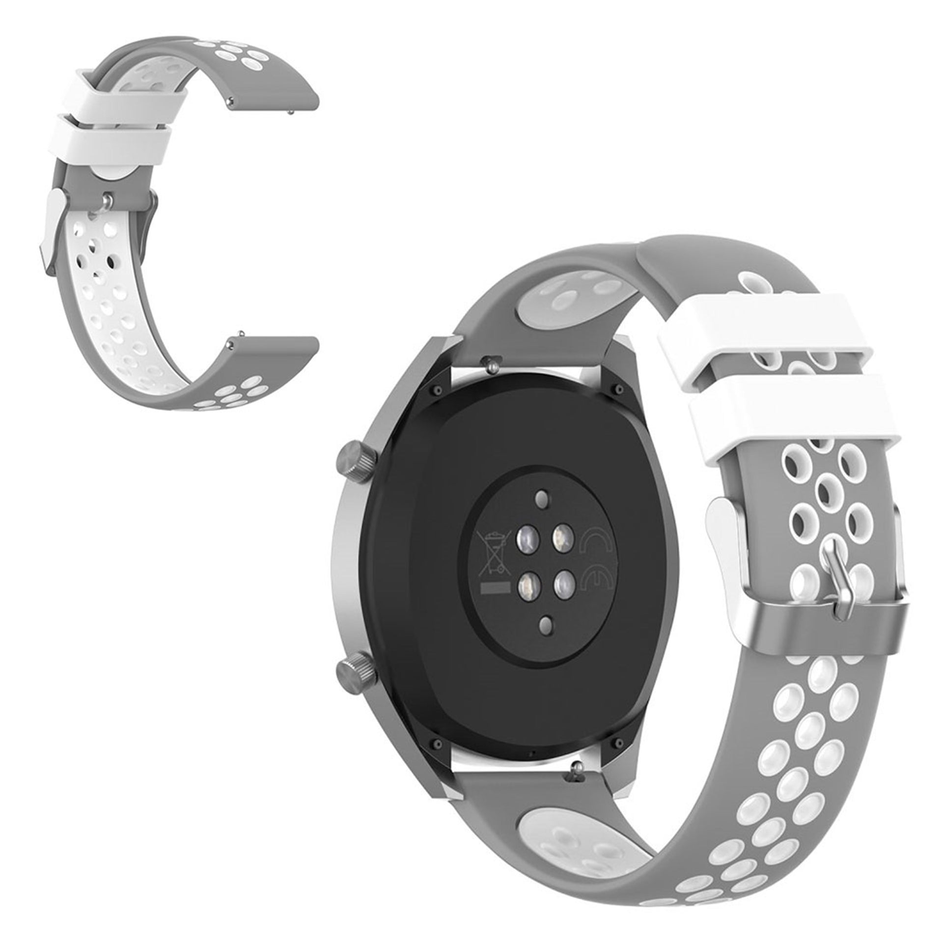 22mm Universal dual silicone watch band Grey