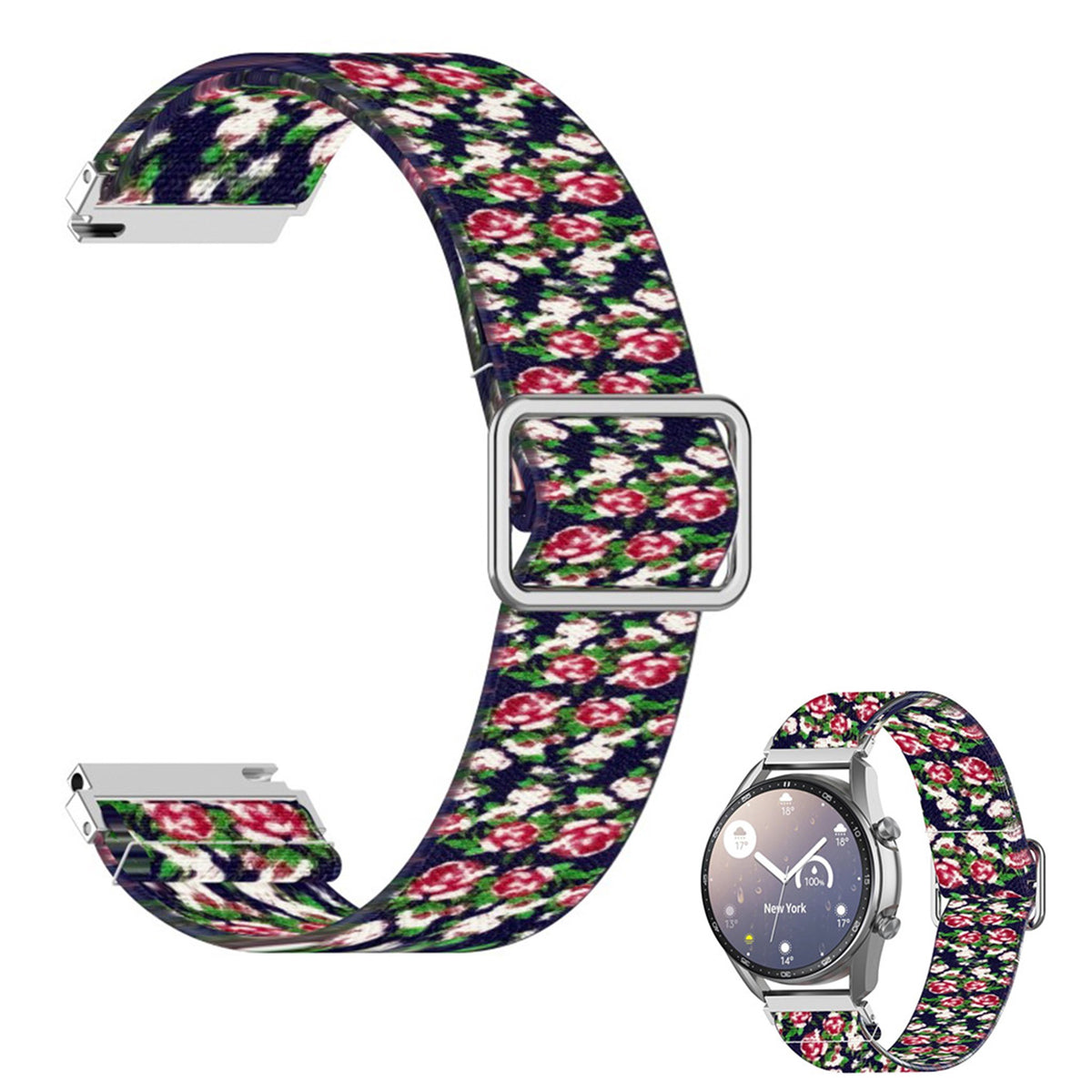 22mm Universal pattern printing nylon watch band Rose