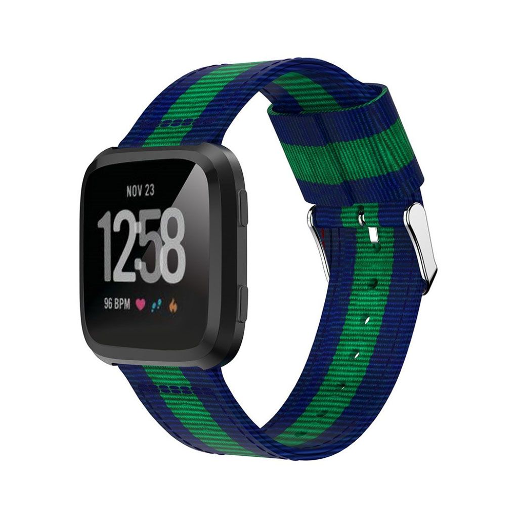 Fitbit Versa adjustable woven nylon watchband Dark Blue Green
