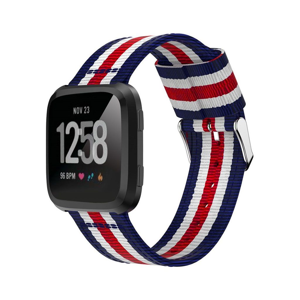 Fitbit Versa adjustable woven nylon watchband Red Blue