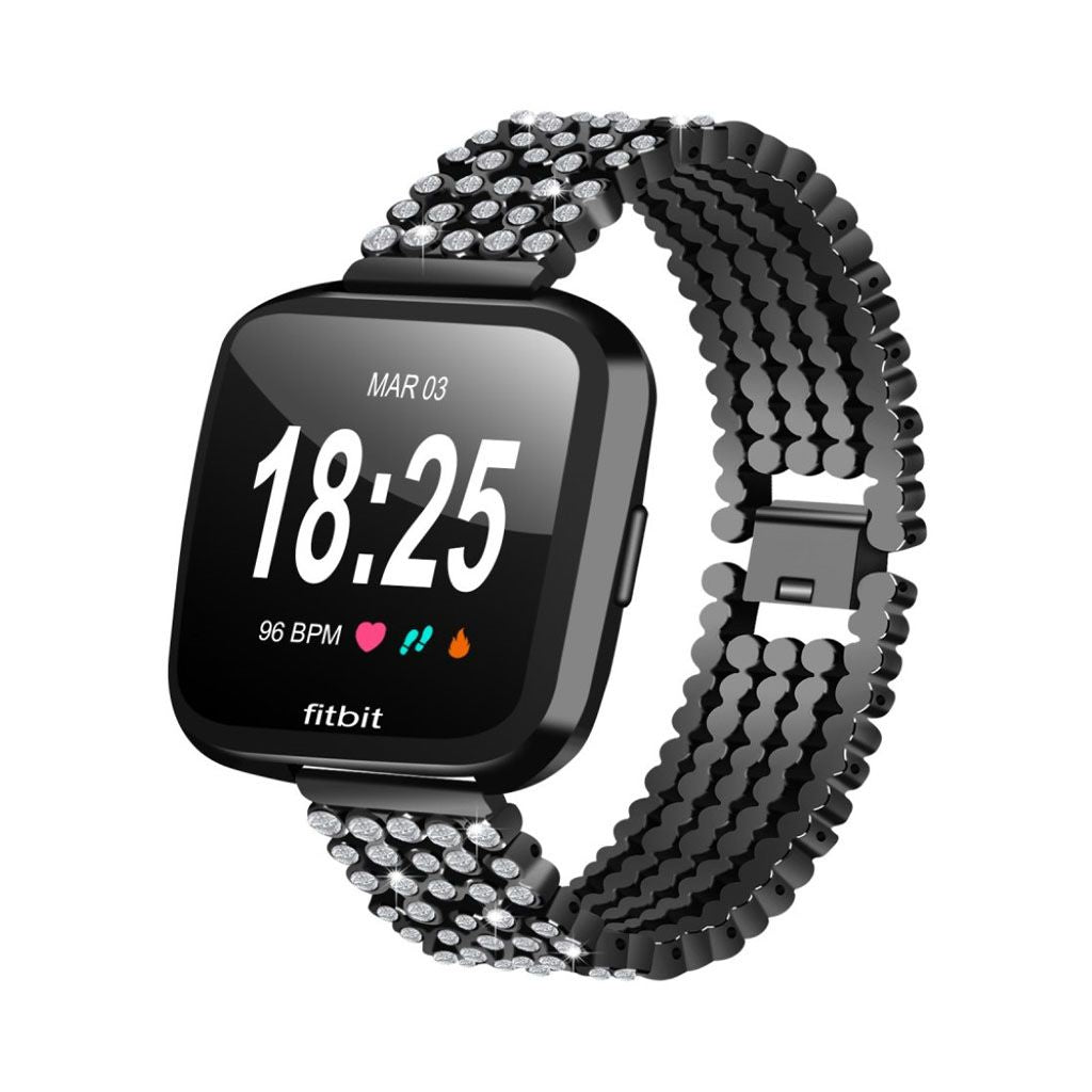 Fitbit Versa rhinestones décor stainless steel watch strap