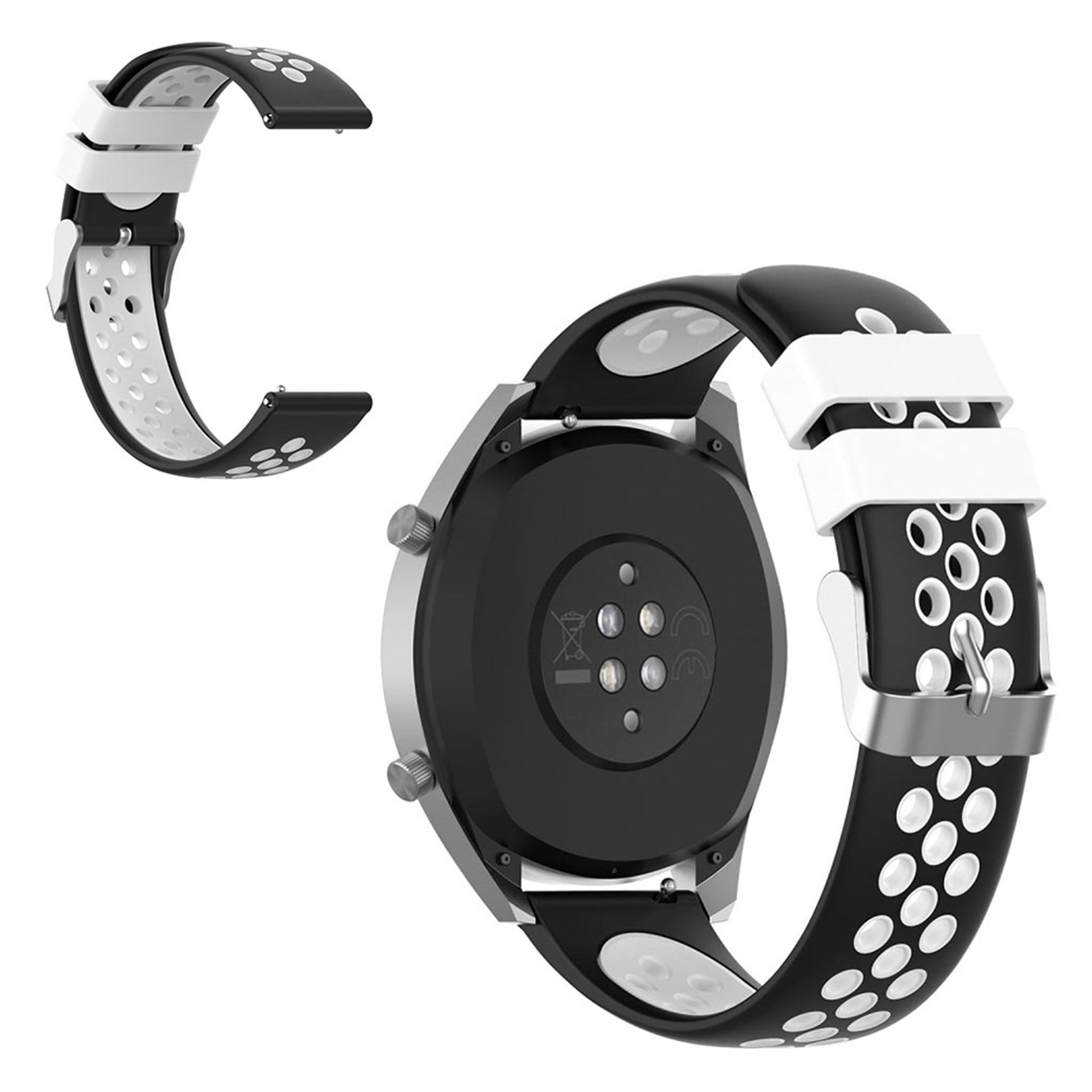 22mm Universal dual silicone watch band White