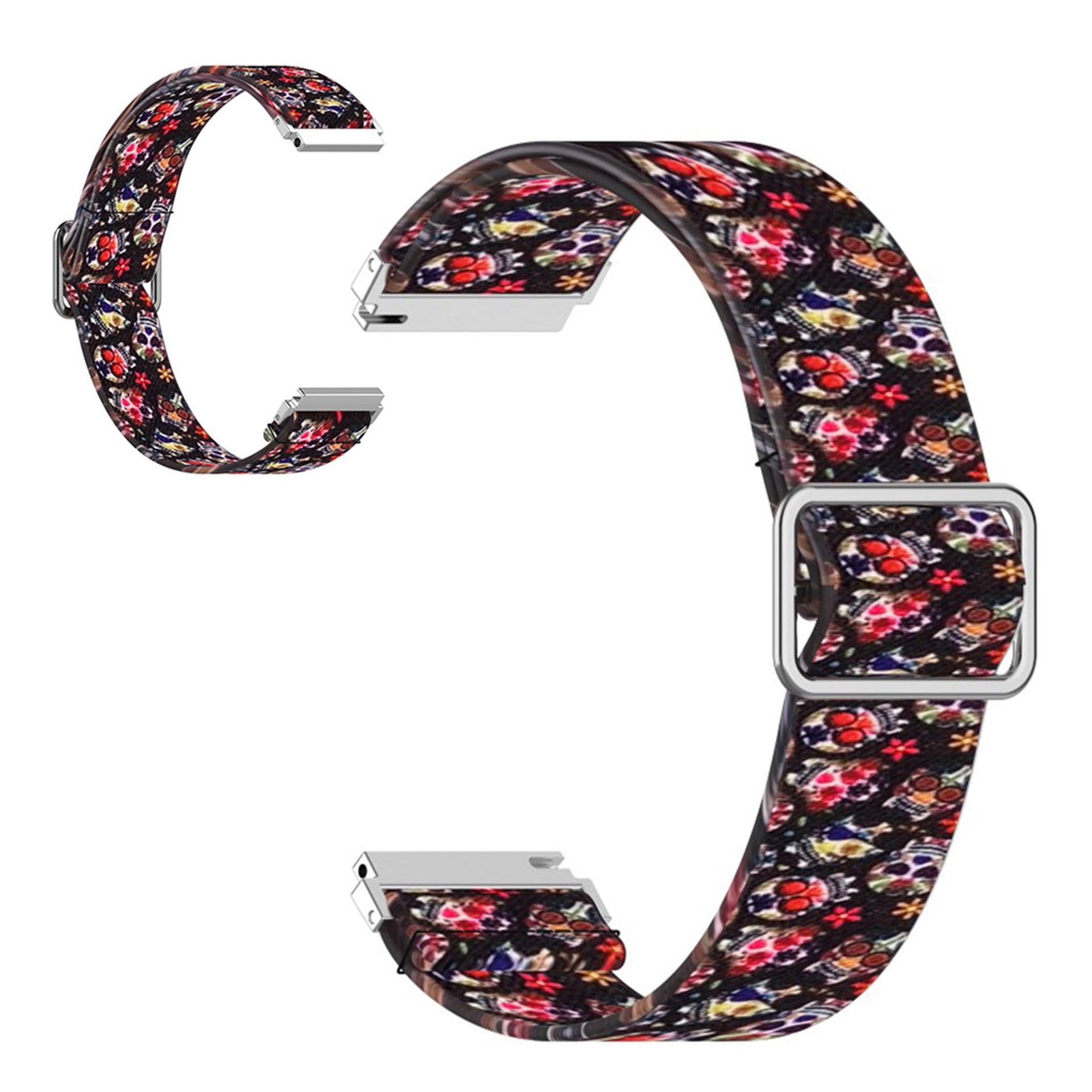 20mm Universal pattern printing nylon watch band Colorful Skull