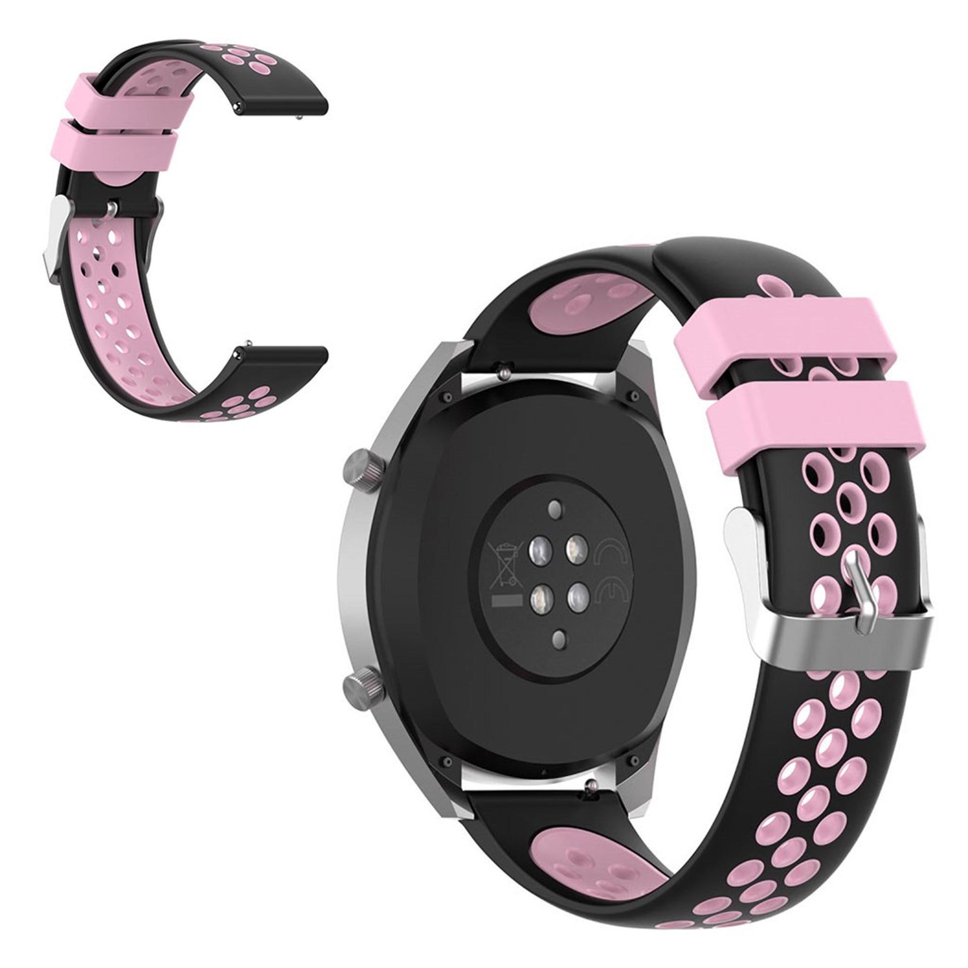 22mm Universal dual silicone watch band Pink