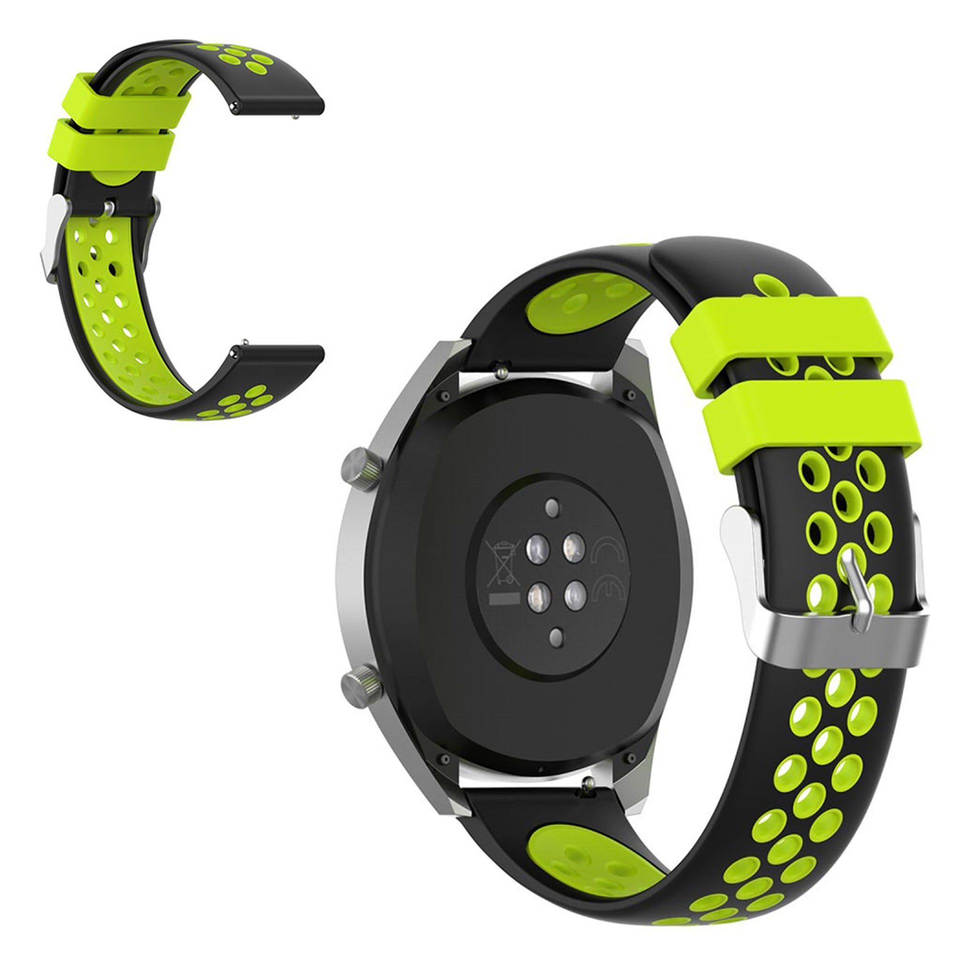 22mm Universal dual silicone watch band Green