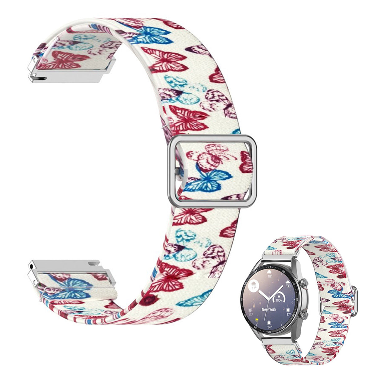 22mm Universal pattern printing nylon watch band Butterfly