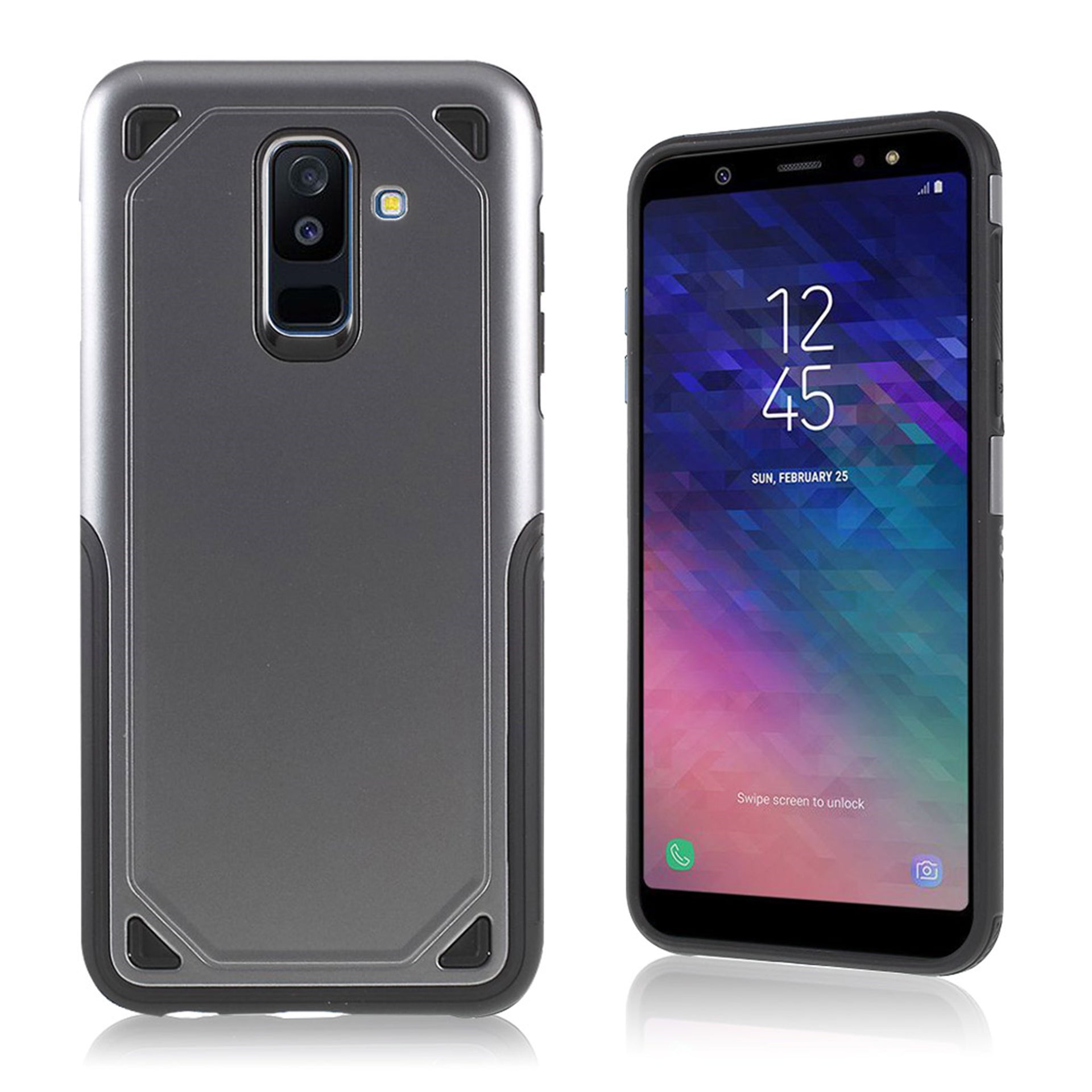 Samsung Galaxy A6 Plus armor hybrid case Grey – Lux-Case