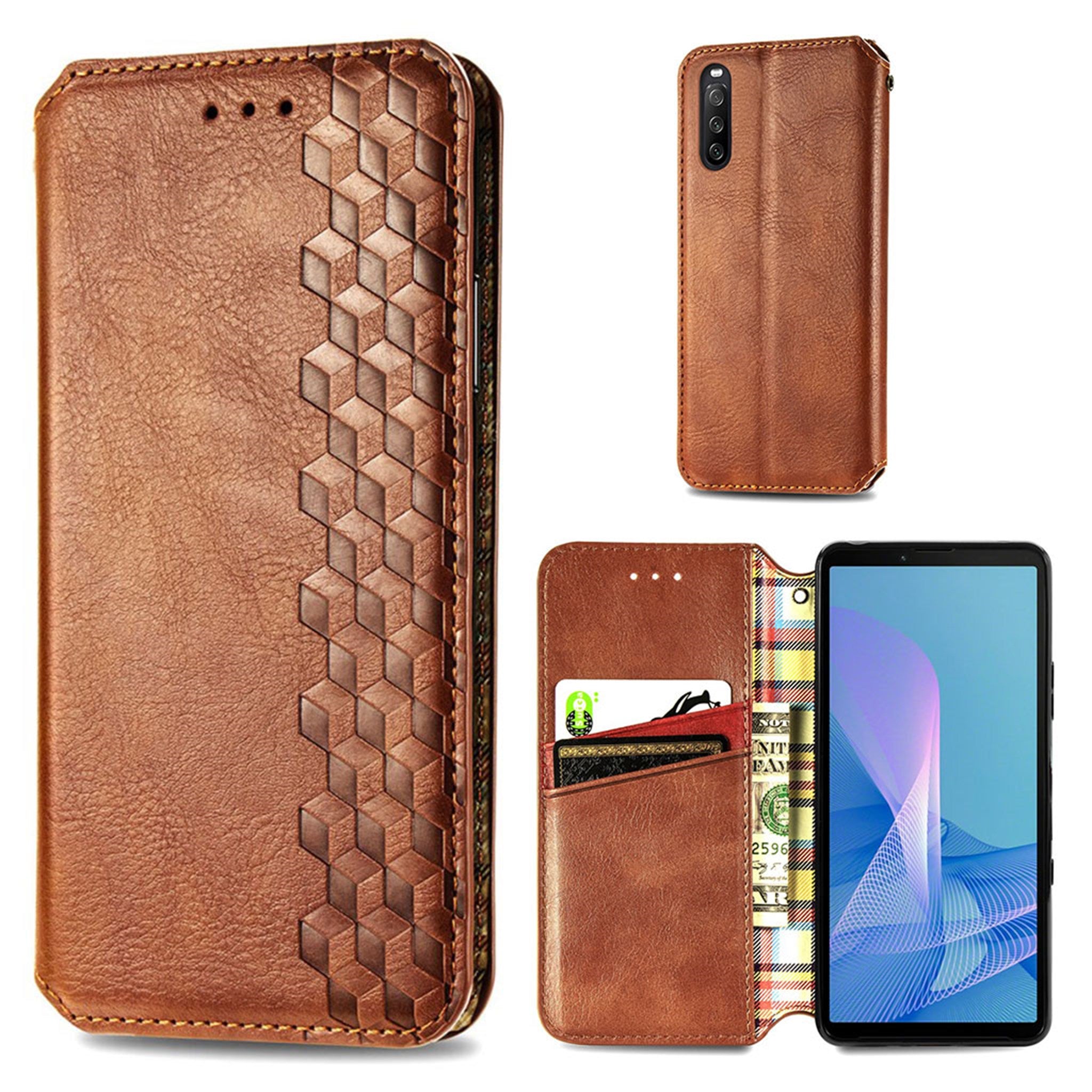 Custodia Portafoglio Con Fessura Per Sony Xperia 10 II - Motivo Floreale, TPU + PU, Con Supporto E Slot Per Carte