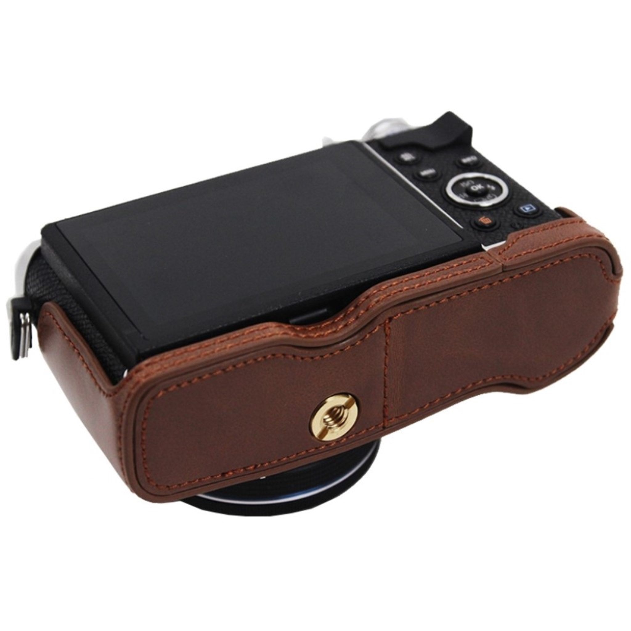 Olympus PEN E P7 leather cover with battery opening Coffee