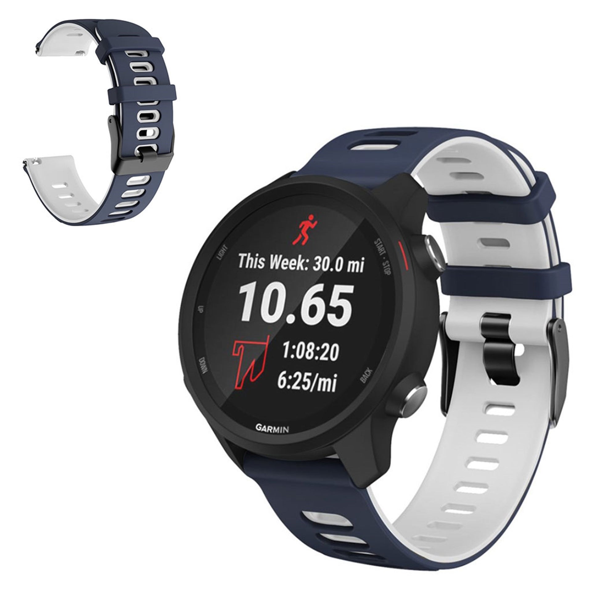 20mm Universal dual sporty silicone watch strap Blue