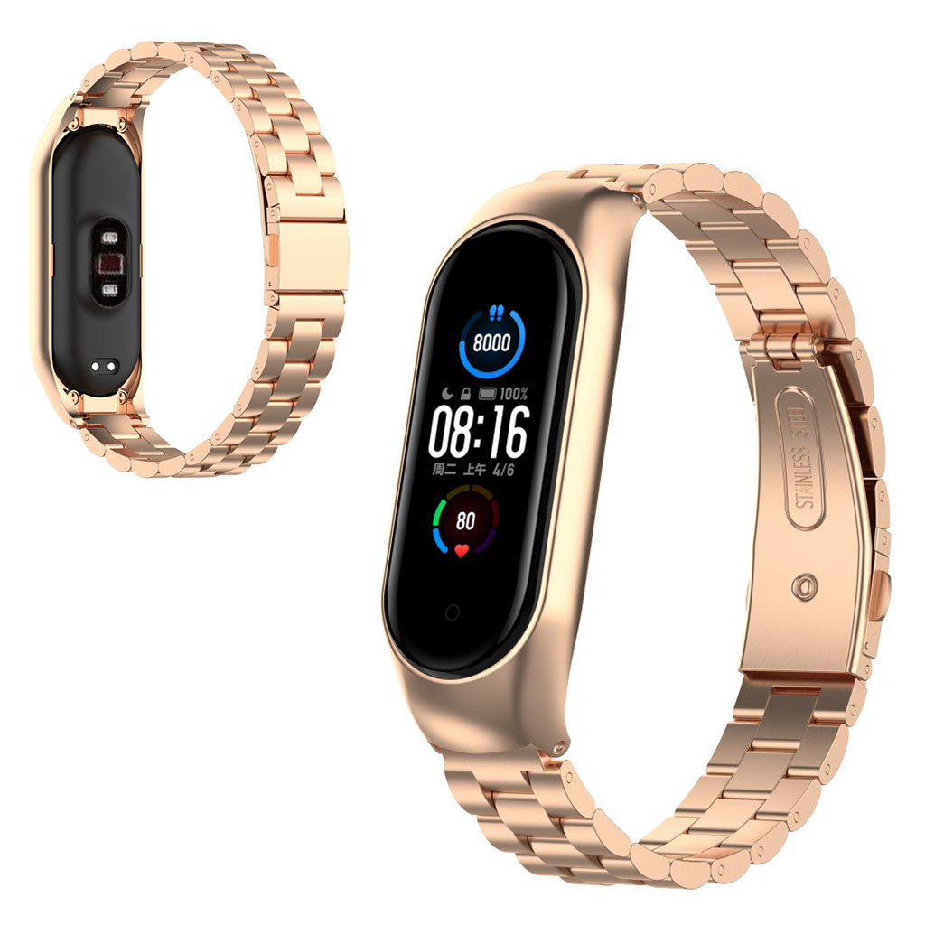 Xiaomi Mi Smart Band 6 5 stainless steel watch band Rose Gold