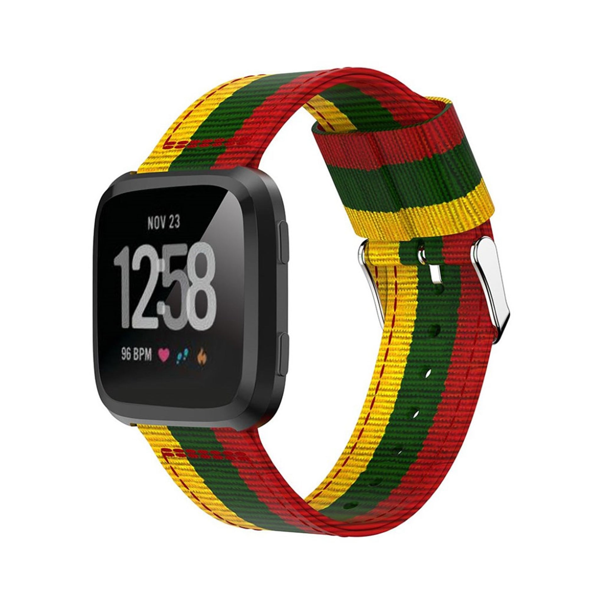 Fitbit Versa adjustable woven nylon watchband Yellow Green