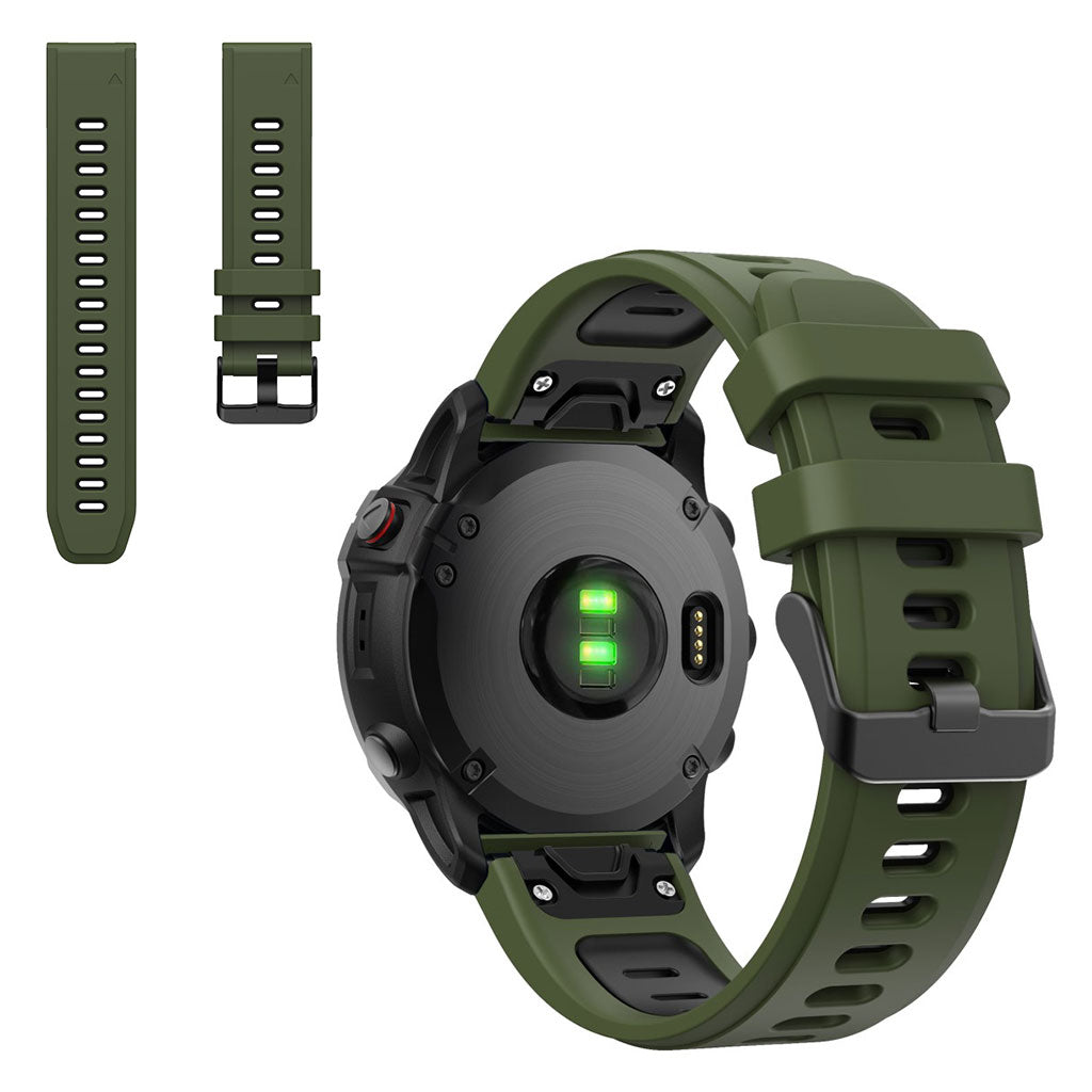 Dual silicoone watch band Garmin watch Army Green Black