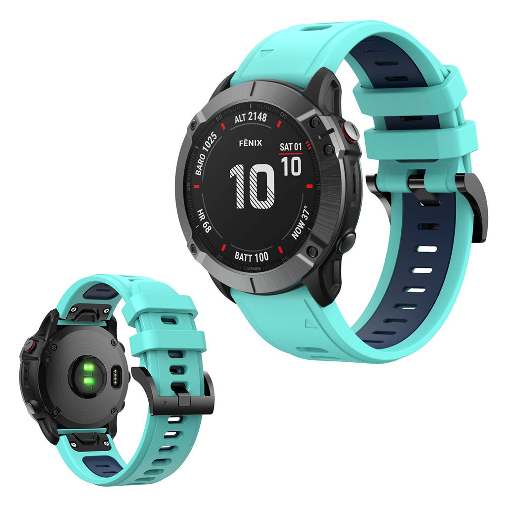Bi silicone watch band Garmin device Mint Green Midnight Blue