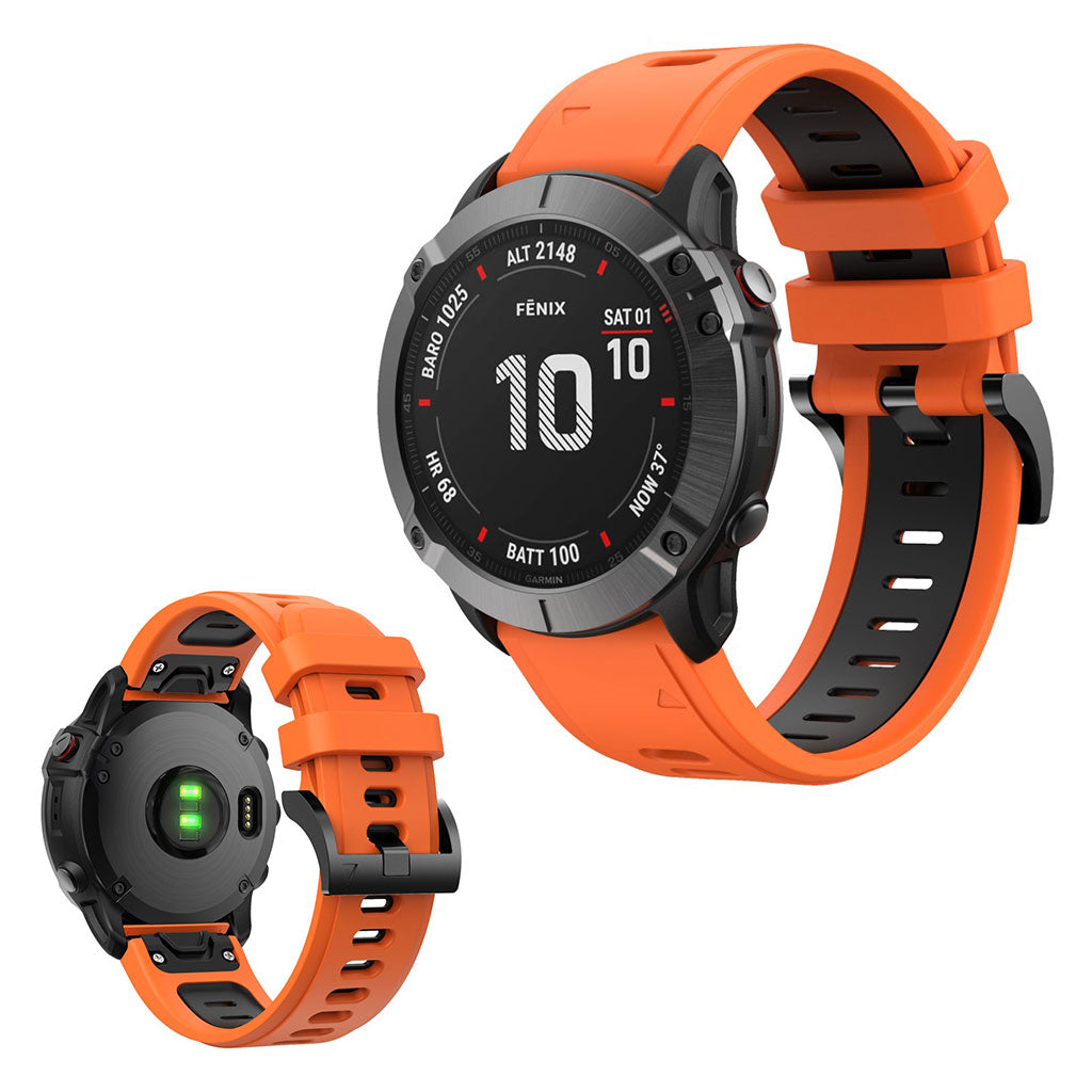 Bi silicone watch band Garmin device Orange