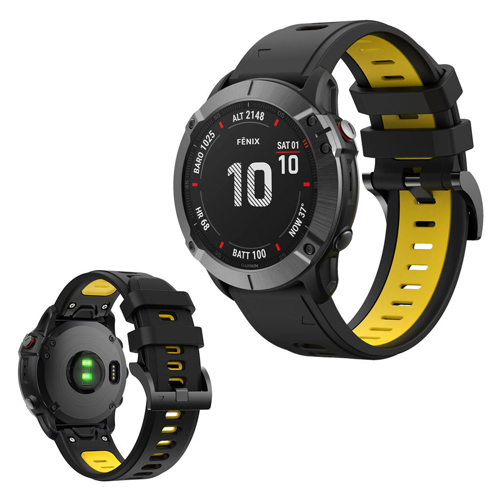 Bi silicone watch band Garmin device Yellow