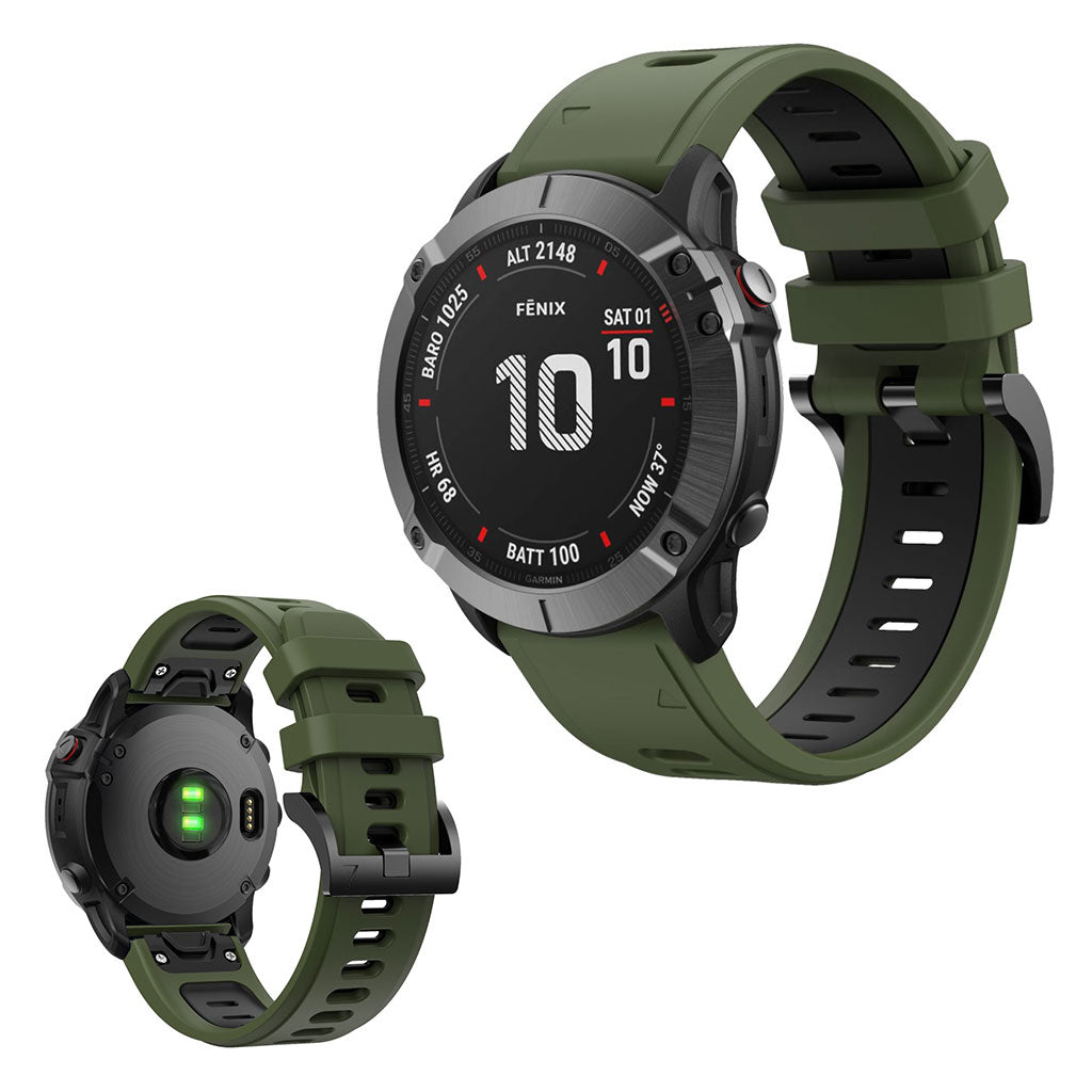 Bi silicone watch band Garmin device Army Green Black